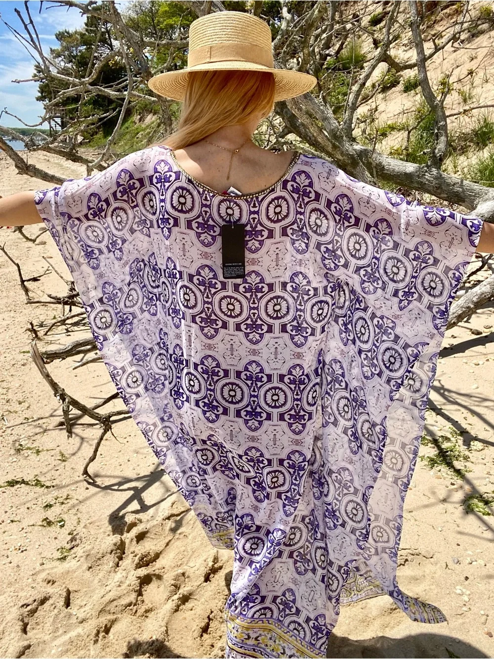 RANEE’S Boho Purple Embellished Kaftan Style Beach Cover-Up! 🐚